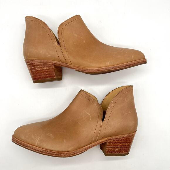 NISOLO Mia Everyday Ankle Bootie Womens 9 Tan Almond Leather Split Shaft Heeled - Picture 5 of 16